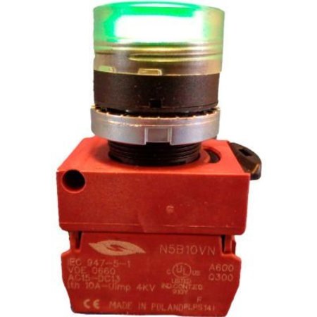 SPRINGER CONTROLS CO Springer Controls N5XPLVGD, 22 mm Illum. Push Button Operator, black bezel, green lens, flush. N5XPLVGD